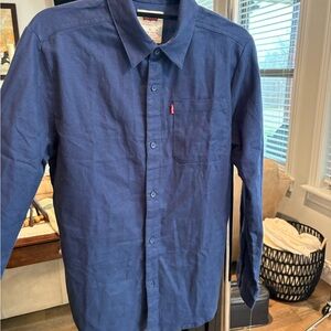 Levi's Boy’s Navy Blue Button-Down Shirt with Chest Pocket